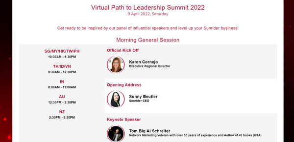 Sunrider Virtual Path to Leadership Summit 2022