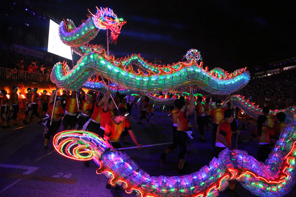 LED Dragon Dance with LED Water Drummers