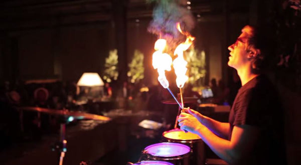 LED Drum with Fire & Water