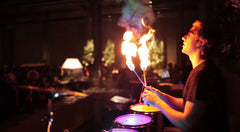 LED Drum with Fire &amp; Water