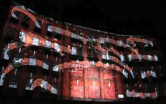 Landmark Projection Mapping for Launch or March In