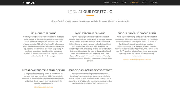 Firmus Capital Landing Microsite Web Design
