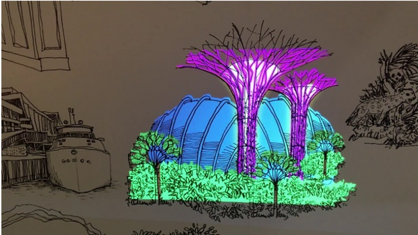 Key Display Projection Mapped Interactive Wall