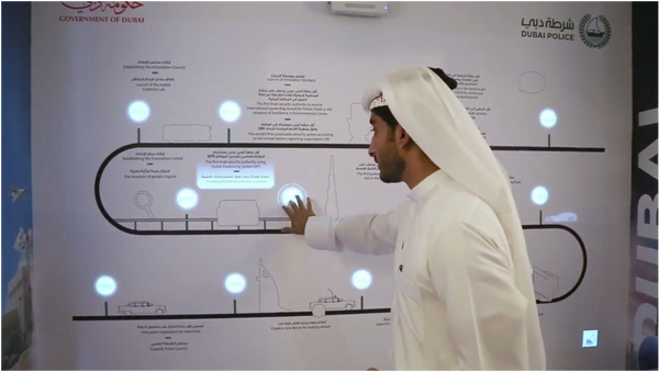 Key Display Projection Mapped Interactive Wall